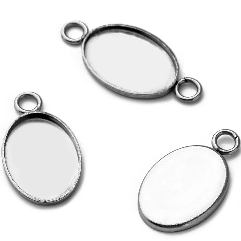 

Stainless Steel Oval Pendant Bracelet Setting 10*14mm Glass Resin Cameo Cabochon Base Tray Bezel Blank Jewelry DIY Findings