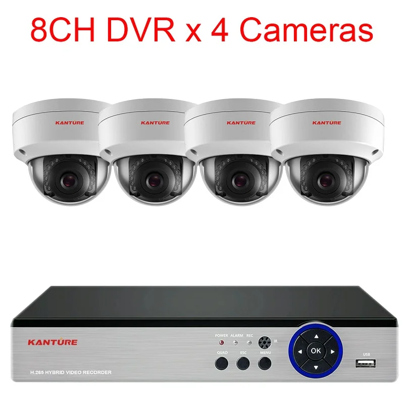 KANTURE h.265+ 8CH 5MP система видеонаблюдения 5MP камера безопасности Система IP66 Антивандальная Крытая уличная камера система ночного видения - Цвет: 8CH DVR x 4 Camera