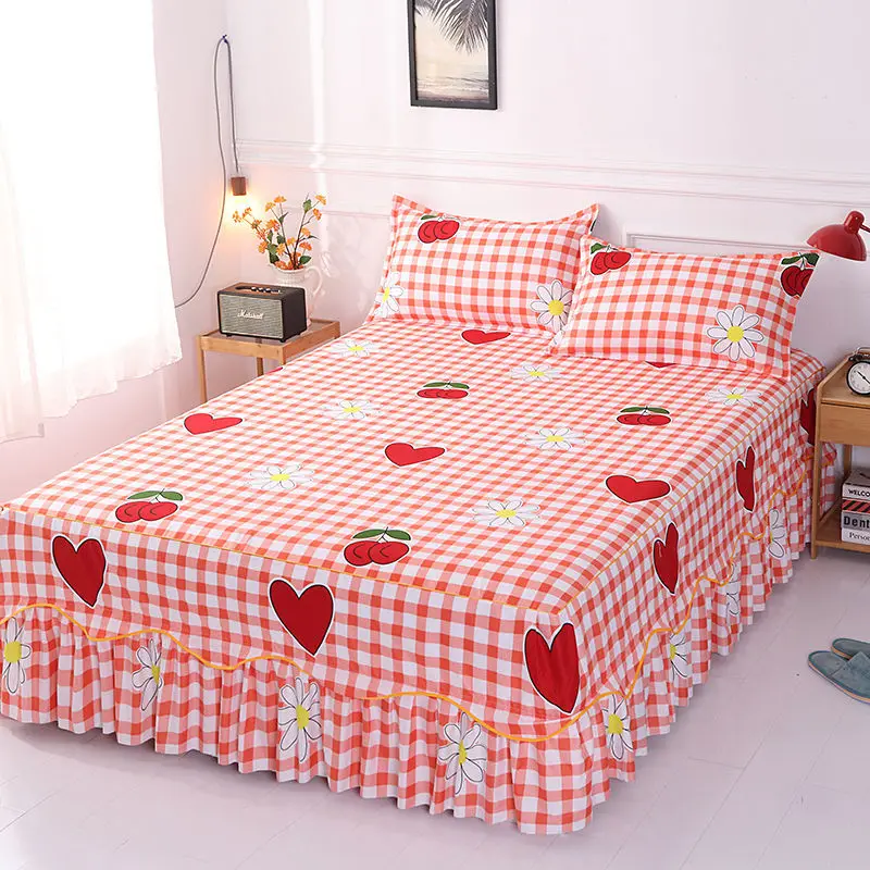 

Ruffled Bed Skirt Bedcover Fitted Sheet Cover Bedspread Bedroom Bedsheets Home Textile Skirt Full Queen King Bed Spread F0392
