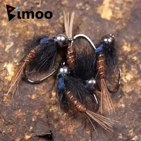 bimoo 6pcs 8 10 12 flash back pheasant tail nymph wet fly rocky river trout fly fishing flies bait lure tungsten bead head