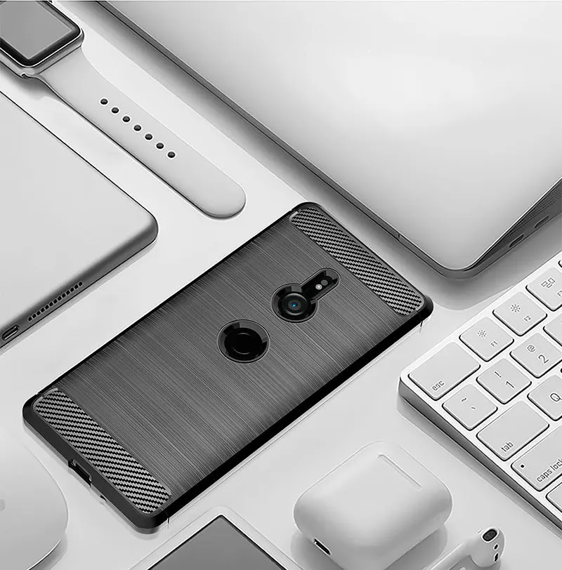 Черный амортизирующий чехол из мягкого ТПУ с защитой от царапин углеродного