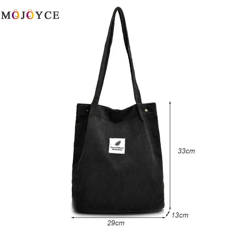 

Korean Canvas Handbags Women Corduroy Shoulder Bags Simple Fashion Large Capacity Ladies Top Handle Bags