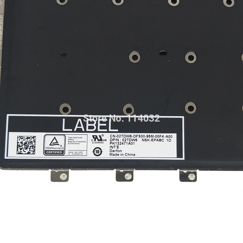 Клавиатура для ноутбука DELL XPS 15 9575 UI английская версия черный с подсветкой 02TDW6