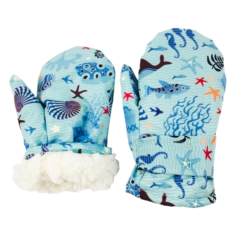 

T5EC Toddler Kids Waterproof Winter Snow Gloves Cartoon Animal Patterns Plush Lined Thermal Insulated Warm Sports Cycling Skiing