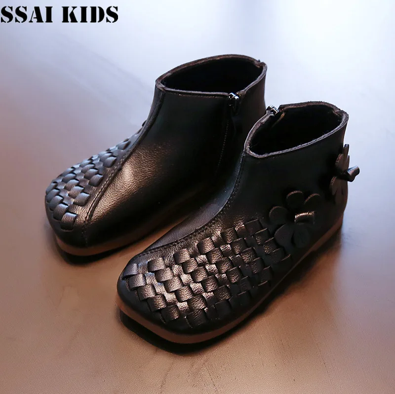 

SSAI KIDS Girls princess ankle boots 2020 new square toe ankle boots girls plus cotton western style soft bottom fashion boots