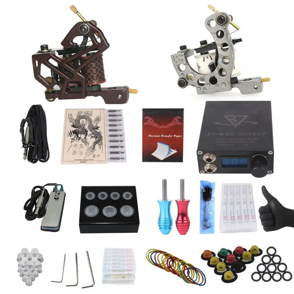 YILONG профессиональный полный набор для татуировок 2 луча пулемет 50 смешанных