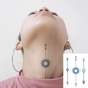 Водостойкая Временная наклейка с чернилами для сока, стрелка, алмаз, дурмана, цветок, геометрический Фруктовый гель, стойкая татуировка для мужчин и женщин