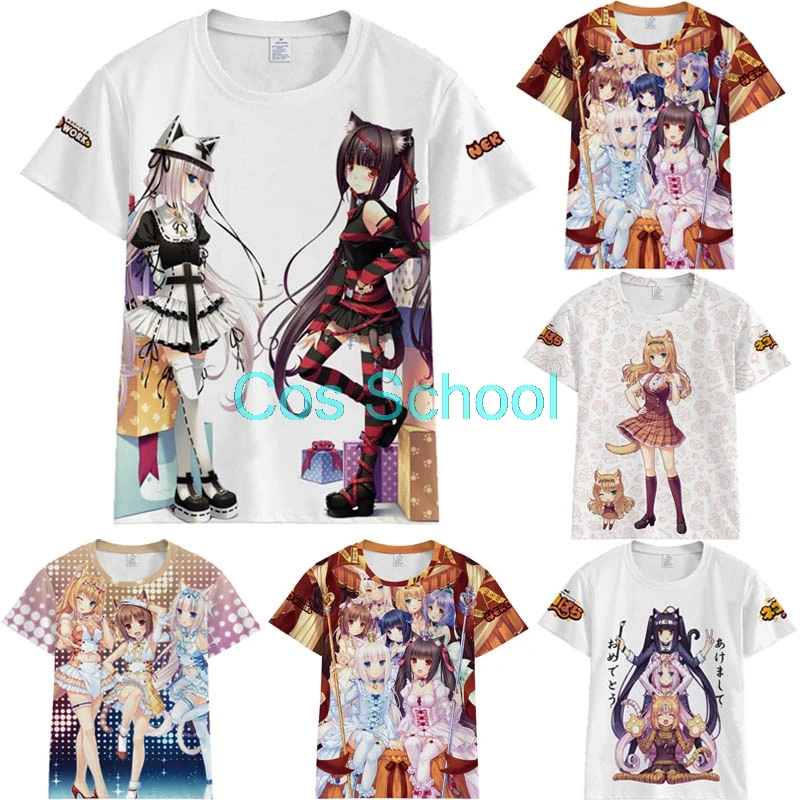 Cos School Nekopara футболка для косплея шоколадные Ванильные костюмы летние топы мужчин