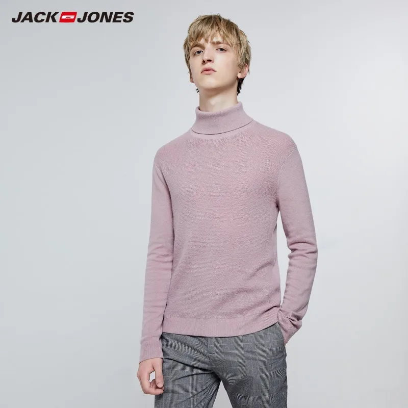 JackJones Мужской умный Повседневный свитер с длинными рукавами и высоким воротником 219324520 - Цвет: BERRY
