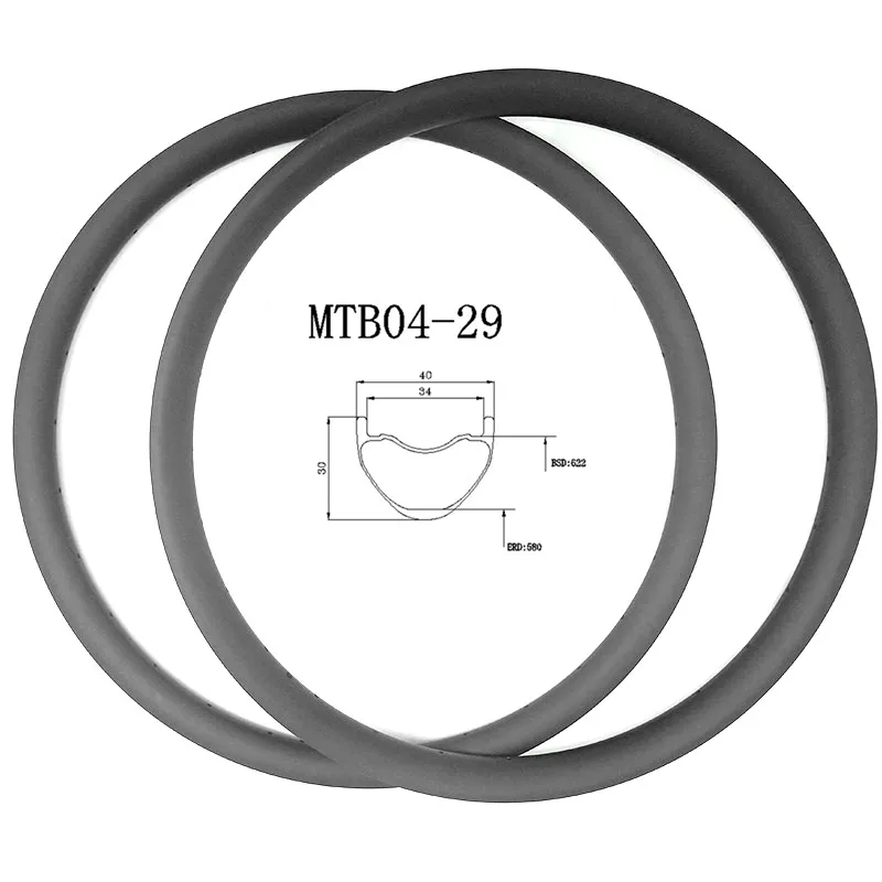 

29er карбоновые диски диска mtb колесо AM 40x30 мм бескамерное mtb ободки дисков 460g велосипедный обод колесо горного велосипеда 580 мм MTB обод