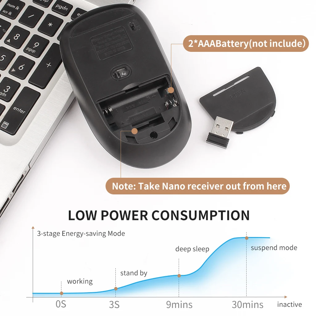 2 4g computer wireless mouse gold black round wheel silent wireless mouse simple and fashionable office mouse for pc laptop free global shipping
