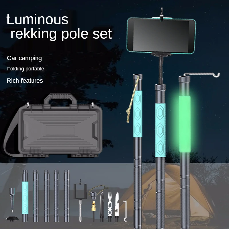 

Hiking Poles Multifunctional Collapsible for Hiking Walking Sticks Walking Poles with Luminous Comfort Handle for Man Women