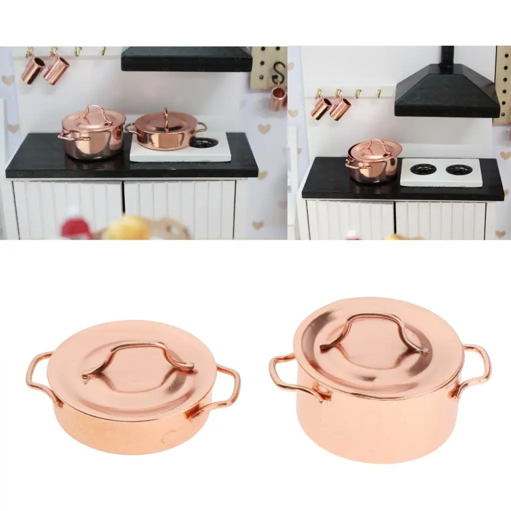 

1:12 Dollhouse Miniature Copper Pot Mini Furniture Model Playset Pretend Play Kids Toy Vintage Accessory