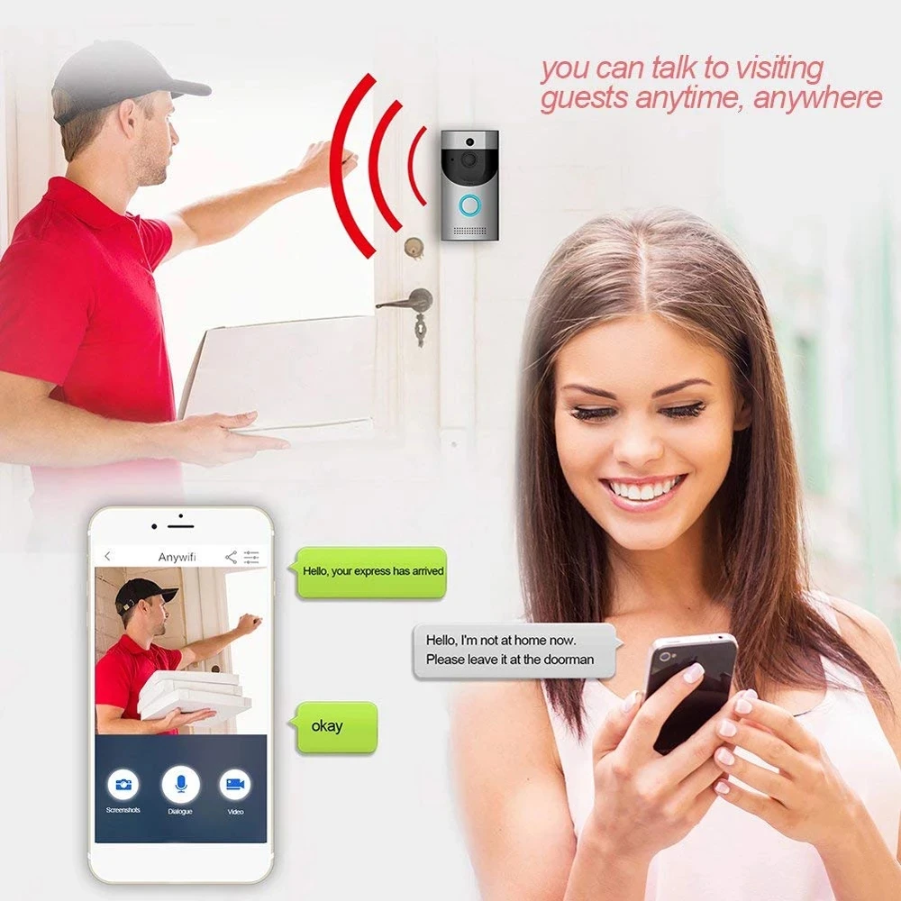 Умный дверной звонок HD с Wi Fi беспроводной Видеозвонок для квартир телефона