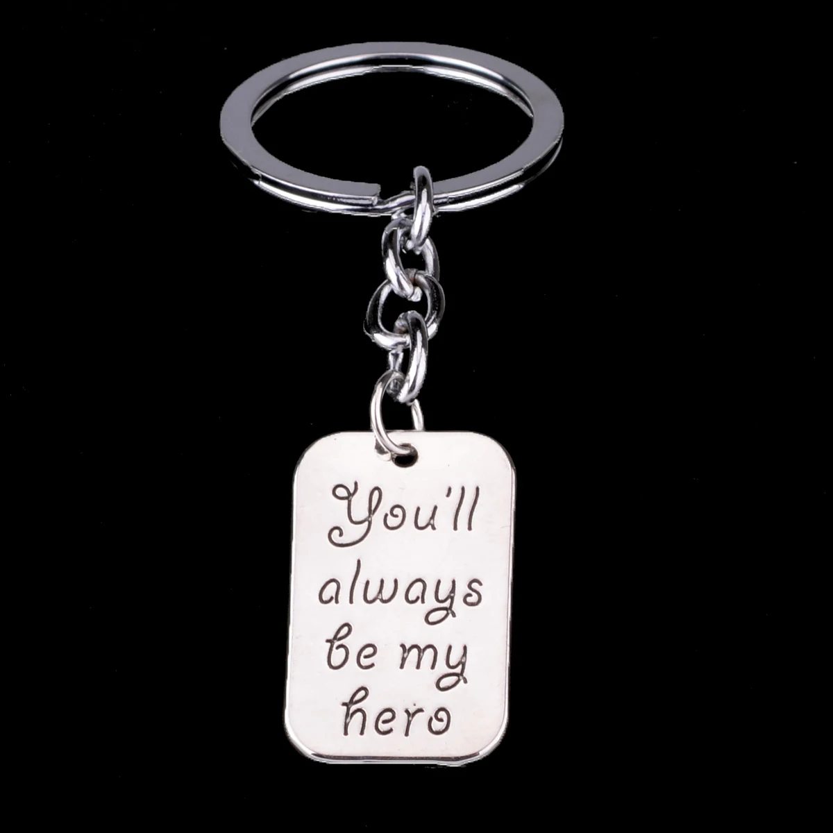 

12PC You'll Always Be My Hero Keyring Square Charm Pendant Keychain Family Dad Daddy Papa Father's Day Gift Jewelry Car Key Ring