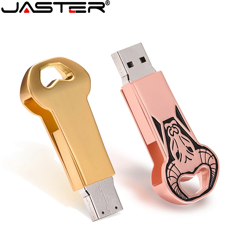 

JASTER USB 2.0 Mini metal rose gold golden Bull head pendrive usb flash drives pen drive 4GB 16GB 32GB 64GB 128GB small gift