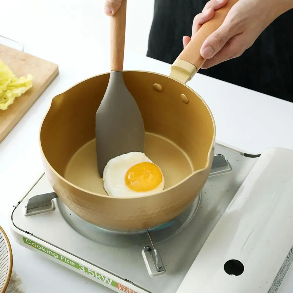 20 см Алюминий сплав молочный горшок с деревянной ручкой + Стекло крышками