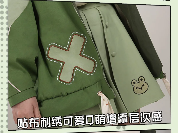 Аниме Cos My Hero Academy Asui Tsuyu Прекрасный маленький динозавр Косплей Костюм+ парик повседневное пальто толстовка с капюшоном женское платье юбка