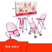 4 in 1 doll house accessories furniture set doll stroller bed swing rocking chair baby girls simulation pretend play toys set