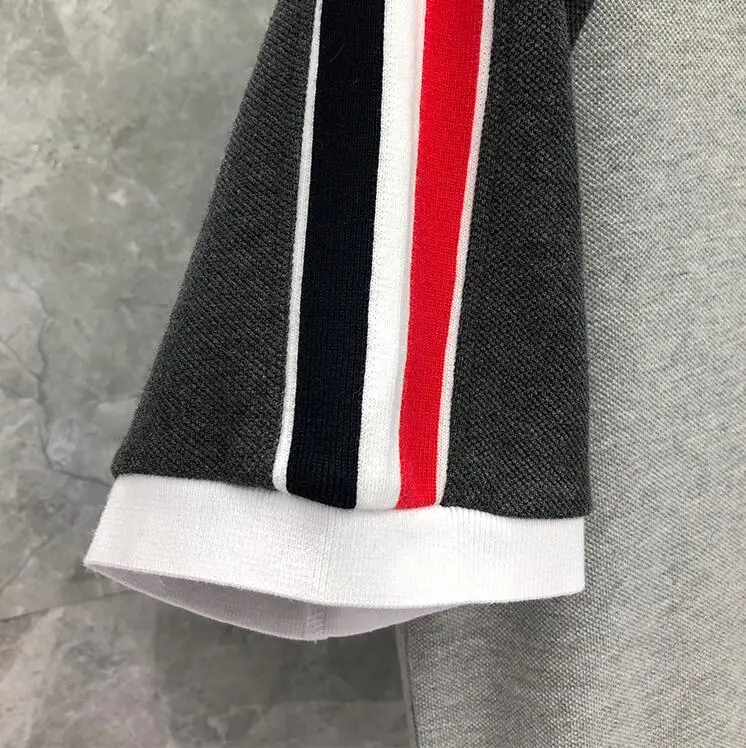 

2021 Fashion TB THOM Brand Shirts Men Women Casual Cotton shirt Summer Short Sleeve Contrast Color Polo Clothing