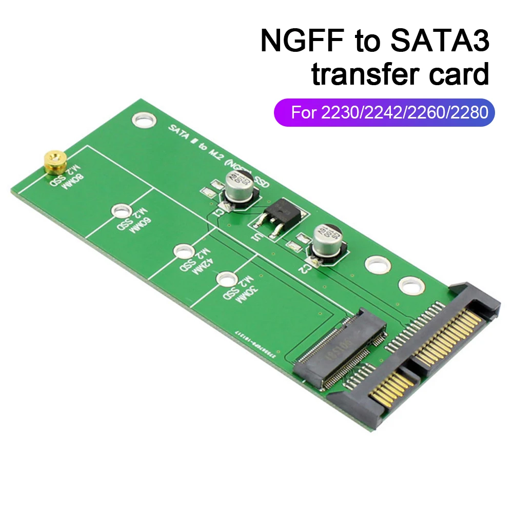 

NGFF M.2 Adapter Card M.2 NGFF SSD to 2.5in SATA 3 Adapter Converter for 2230/ 2242/ 2260/2280 Solid State Drives