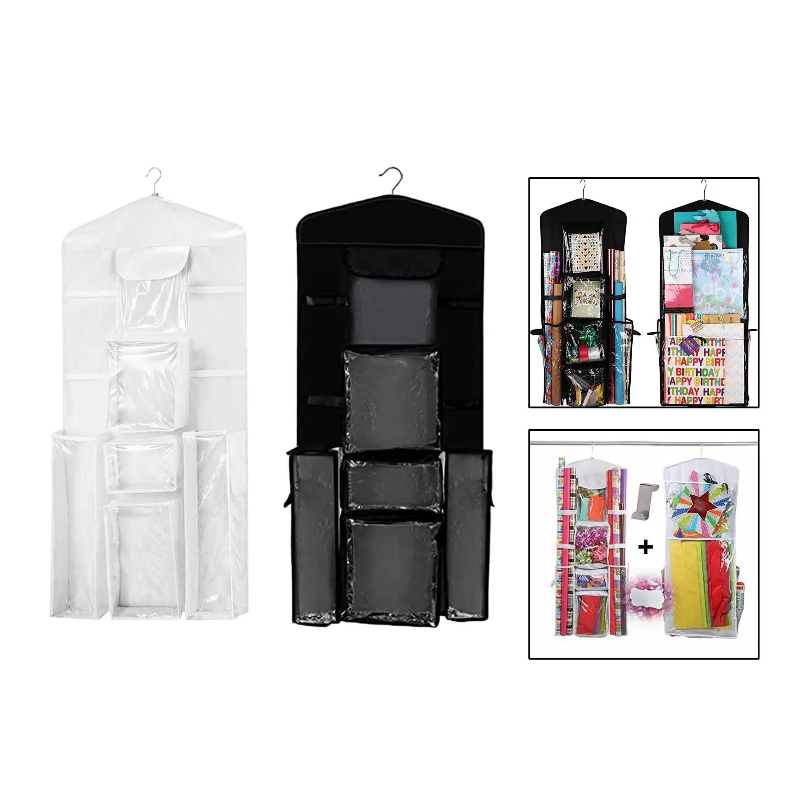 

Large Double-Sided Hanging Gift Wrap Organizer Closet Storage Bag with Hook