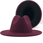 Шляпа фетровая винно-красная с подкладкой, фетровая шляпа из шерсти, с тонкой пряжкой, с широкими полями, для мужчин и женщин, X XL