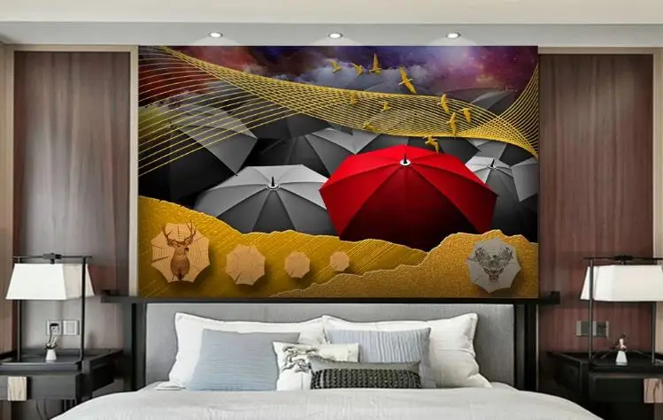 

Custom any 3d Murals Abstract lines of High-end luxury umbrella Wallpaper Living Room TV Backdrop Wall Home Decor Wall Papers