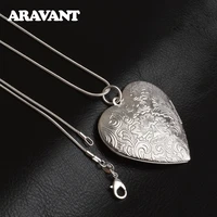 925 silver vintage heart photo frame 182024 inch necklaces for women fashion jewelry