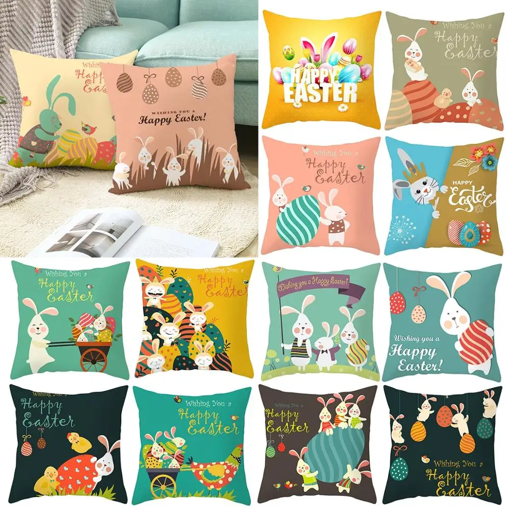 

Frigg Easter Bunny Rabbit Egg Coussin Cover Easter Decoration Pillowcase Home Pillow Cover Decorative Sofa DIY Pillowcase