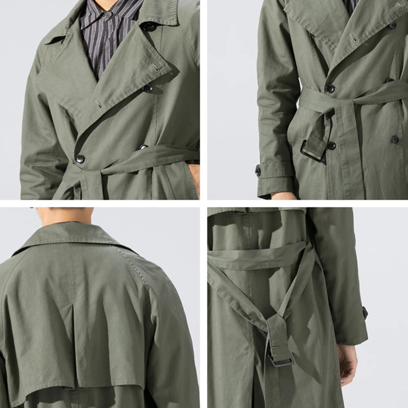 Yasword Хлопковый тренч пальто для мужчин осень зима Мужская брендовая куртка