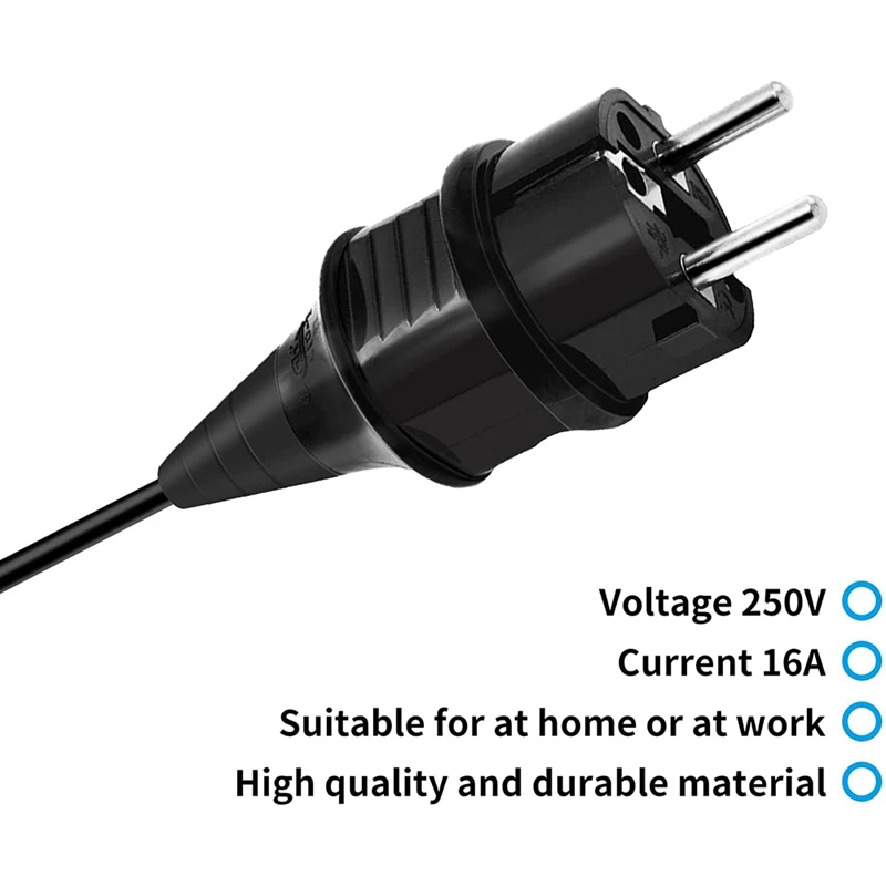 3Pcs Black AC250V 16A Germany Waterproof Power Plug 2P Elcectrical Cable Connector Wired Adaptor Converter E-012 EU | Компьютеры и