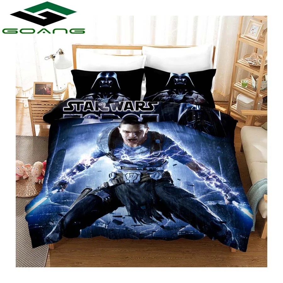 Синий GOANG постельные принадлежности 3d цифровая печать Звездные войны простыня пододеяльник и наволочка роскошные постельные принадлежности наборы домашний текстиль Лидер продаж - Цвет: Синий