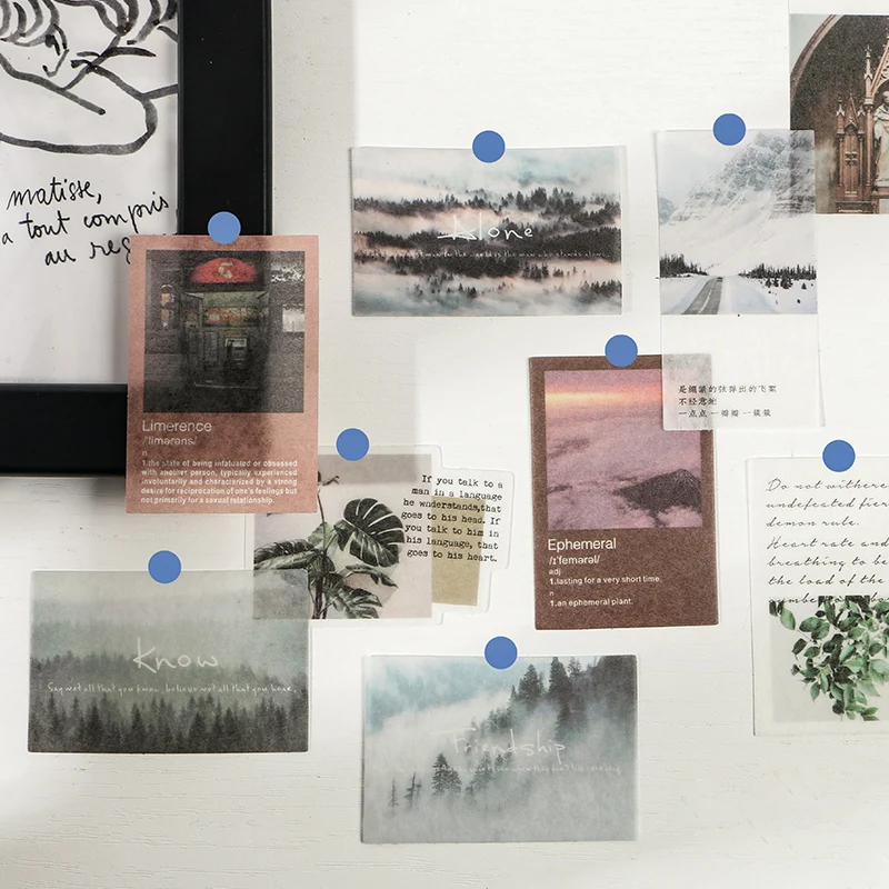 

JIAMEI 40pcs / pack Letter of Time Poetry Washi Paper Stickers DIY Journal Deco Planner Journal Decorative Stationery Stickers