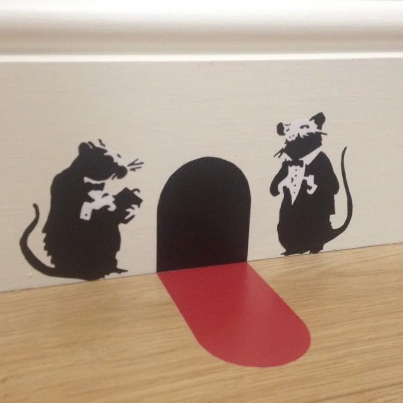 Настенная Наклейка Banksy с изображением официанта крыс на красной ковровой