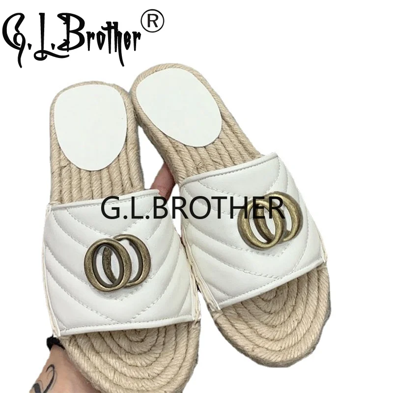 

Женские домашние шлепанцы G.L.Brother, летние шлепанцы из пеньковой веревки, женская обувь, Новое поступление 2021, роскошные женские шлепанцы, сан...