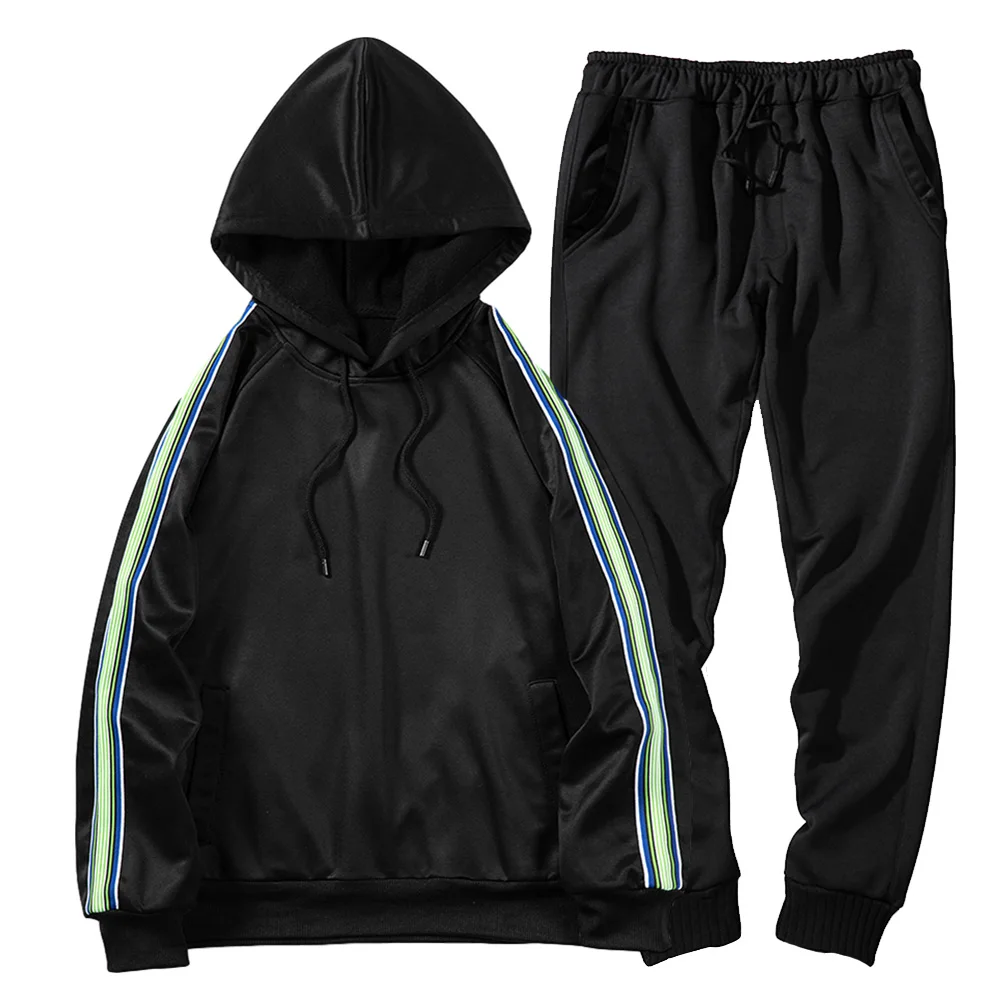 

2021 autumn and winter new simple casual hoodie sweater suit men's youth loose trend two-piece sweater