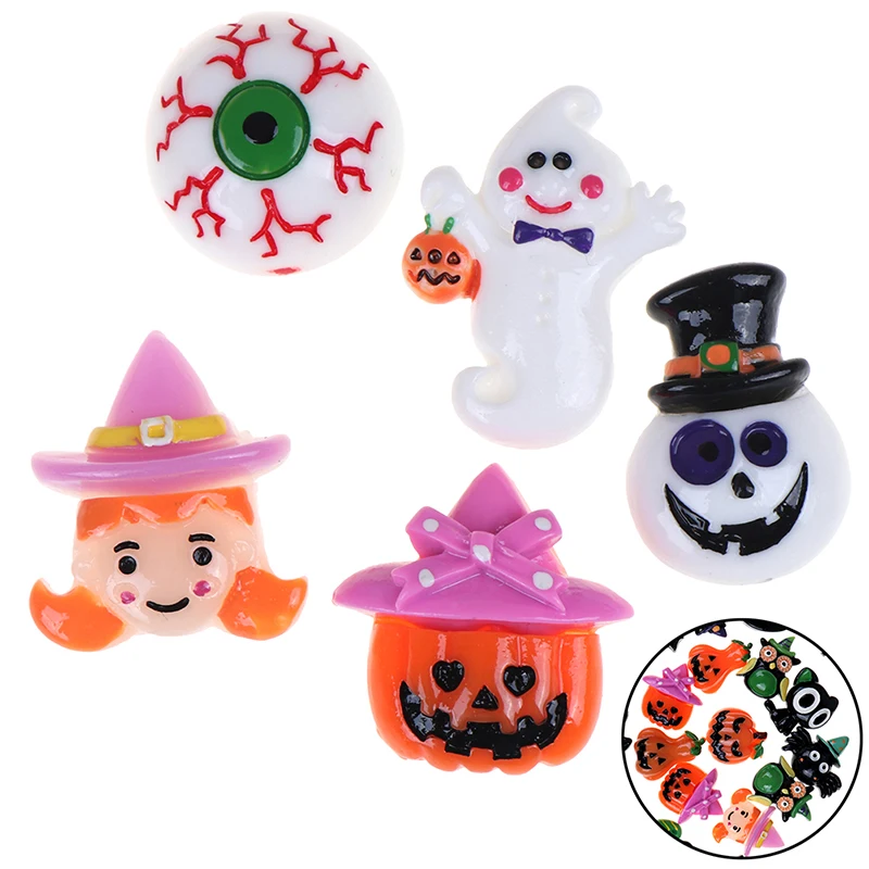 10 шт. смешанные DIY Хэллоуин серия резиновые подвески с плоским основанием призрак