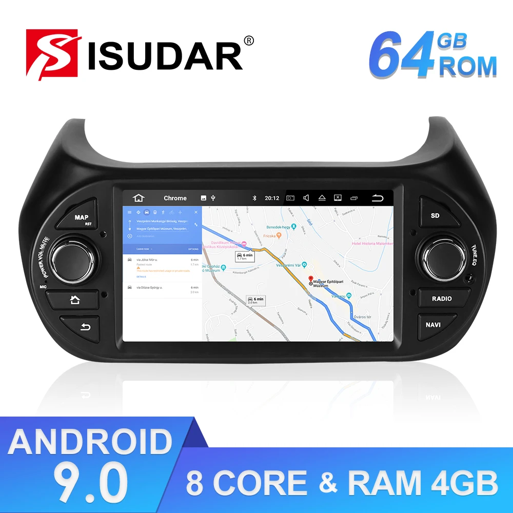 Isudar 1 Din Авто Радио Android 9 для FIAT/Fiorino/Qubo/Citroen/Nemo/peugeot/Bipper Автомобильный мультимедийный аудио плеер gps USB DVR DSP