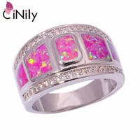 cinily created pink fire opal cubic zirconia silver plated wholesale for women jewelry party gift ring size 7 11 oj6582