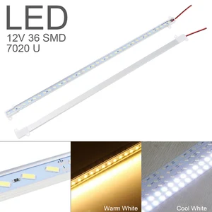 Светодиодная жесткая полоса освещения 50 см 12 в 36 SMD 7020 U-образная белая оболочка из алюминиевого сплава корпус лампа бар DIY светильник для домашнего использования