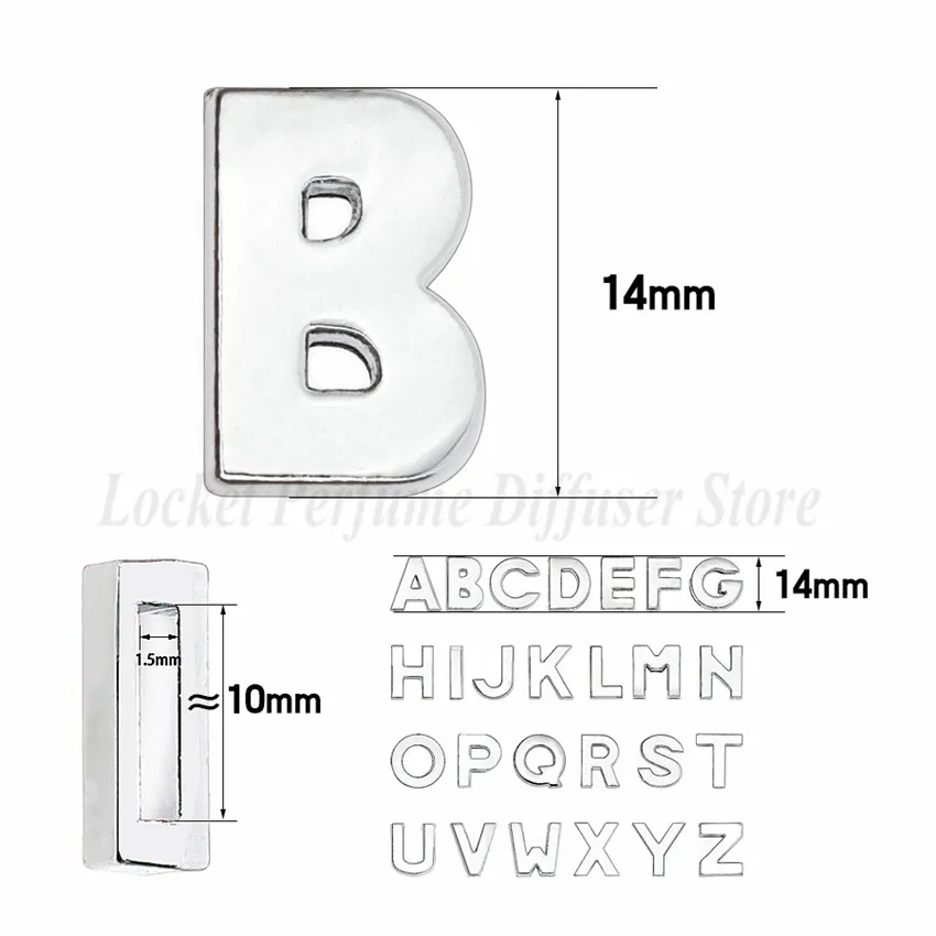 10 мм плотная скользящие шармы в виде букв для браслет ювелирных изделий 1 шт. A Z