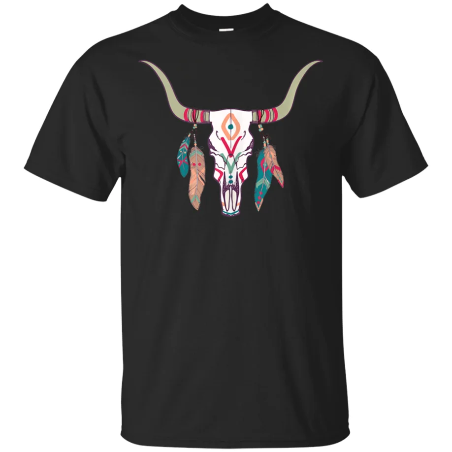 

Western Boho Native Steer Skull For Women Teens Girls Black T-Shirt M-Xxxl New Cool Tee Shirt