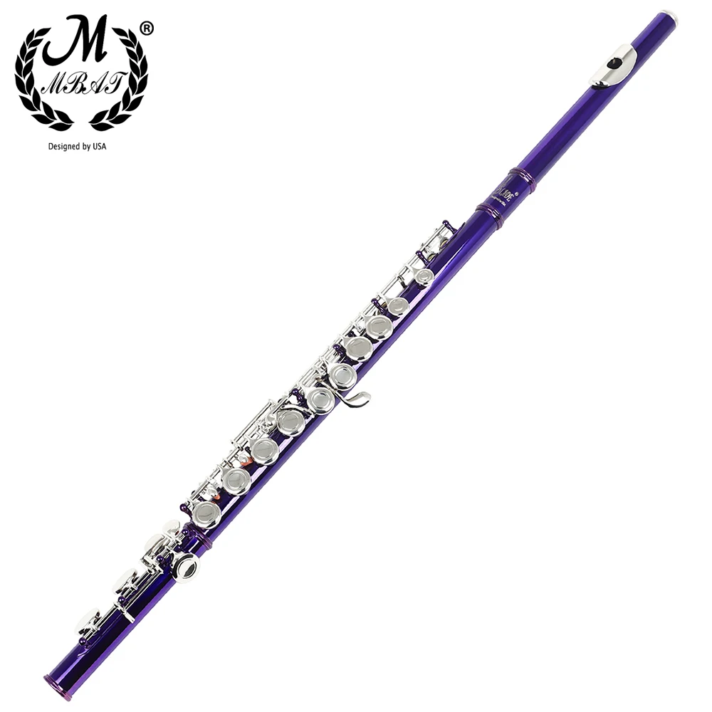 M MBAT фиолетовая Флейта с 16 отверстиями серебристая замкнутым отверстием