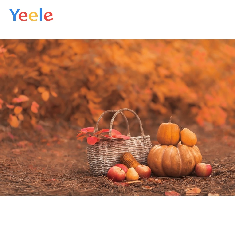 Осенний лес Тыква Корзина детский портрет Виниловый фон для фотосъемки