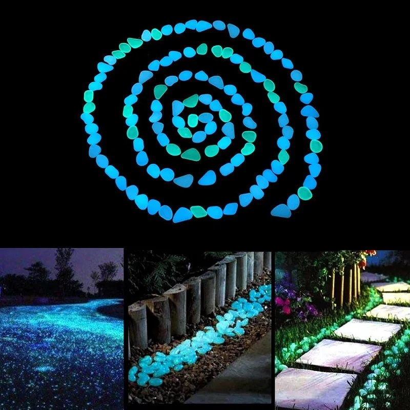 

500Pcs Garden Luminous Glowing Stone Pebble Glow in the Dark Garden Glow Stones Rocks for Walkways Garden Path Patio Lawn Decor