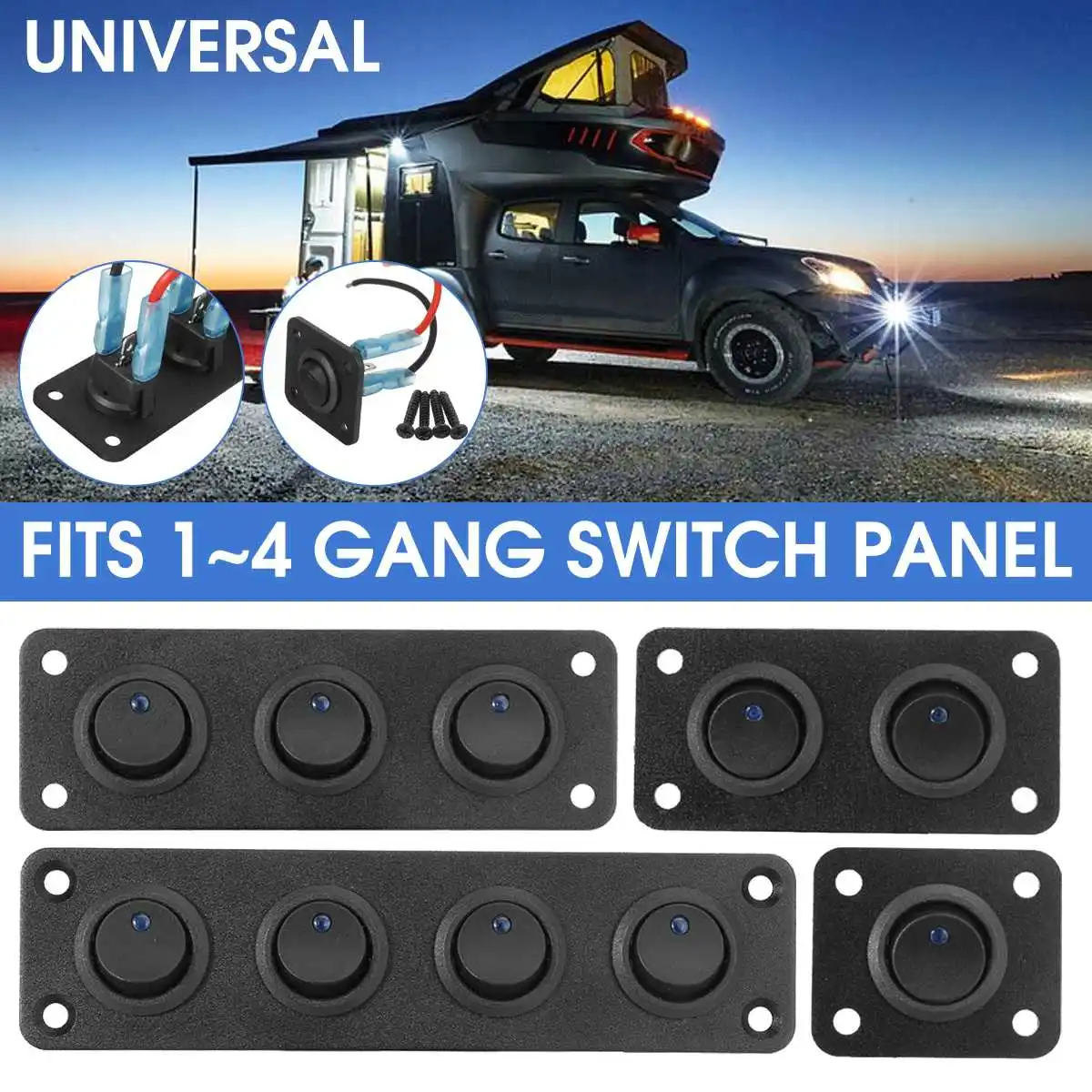 

1/2/3/4 Gang Round Dash Rocker Toggle Switch Panel Waterproof Interior Parts LED for RV Boat Yacht Marine Car Marine Boat 12V
