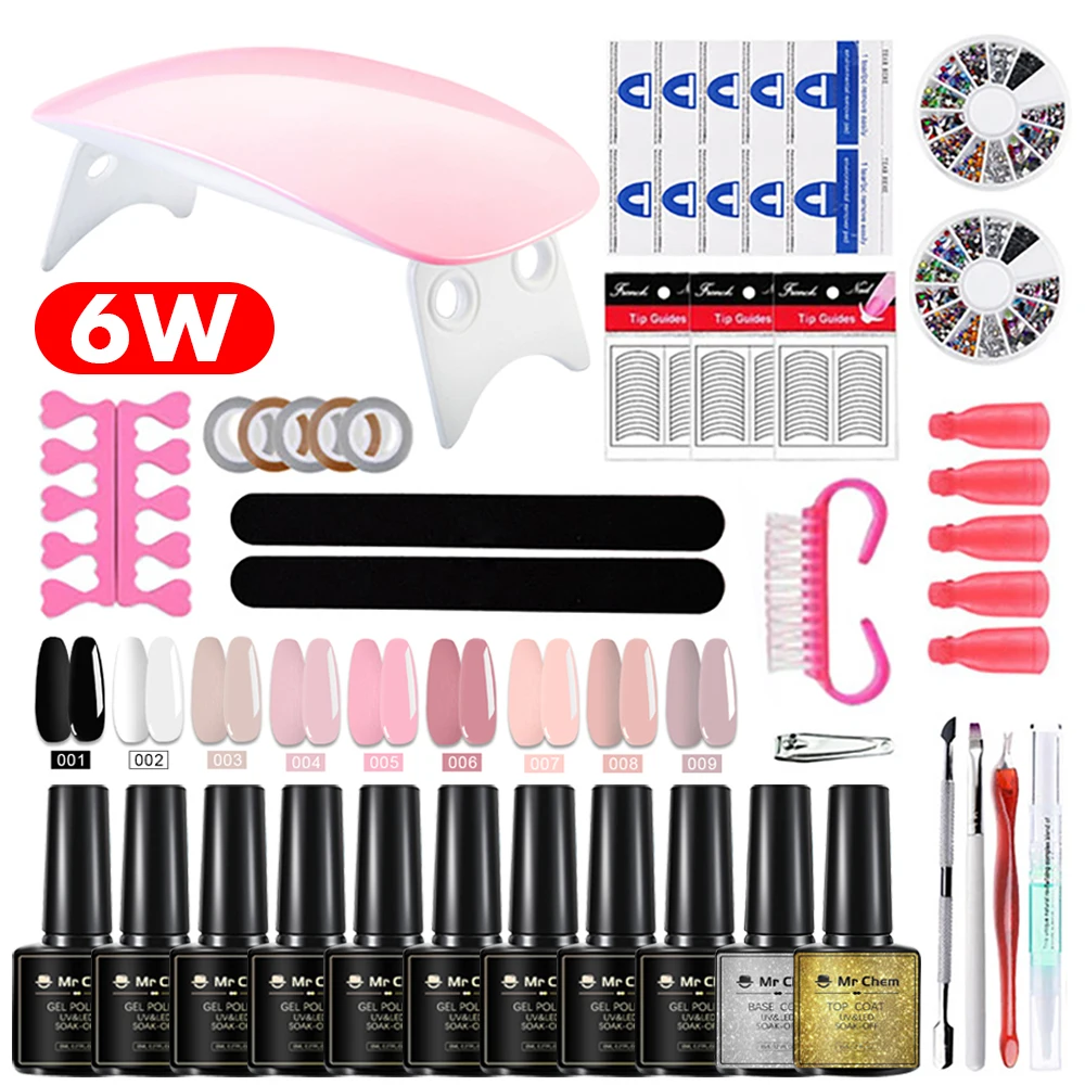 

Mr Chem Nail Set 6W UV LED Lamp Dryer With Nail Gel Polish Kit Soak Off Manicure Set electric Nail Drill For Nail Tool Set