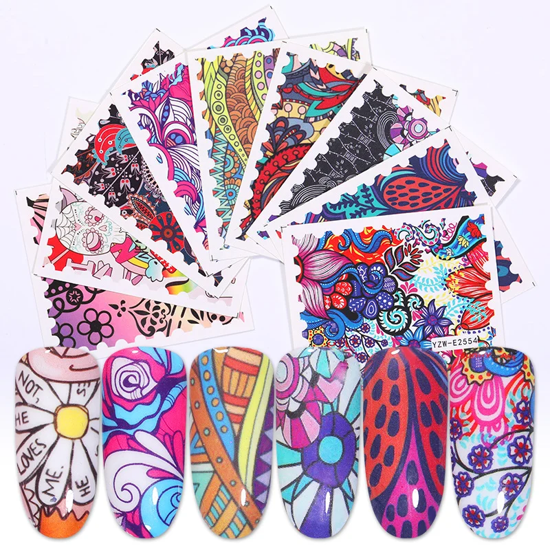 1 Лист наклейки для ногтей дизайн штампов полный стикер переноса воды DIY