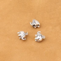 s925 sterling silver jewelry thai silver diy accessories bracelet 9mm glossy cute little elephant bell pendant bulk items wholes